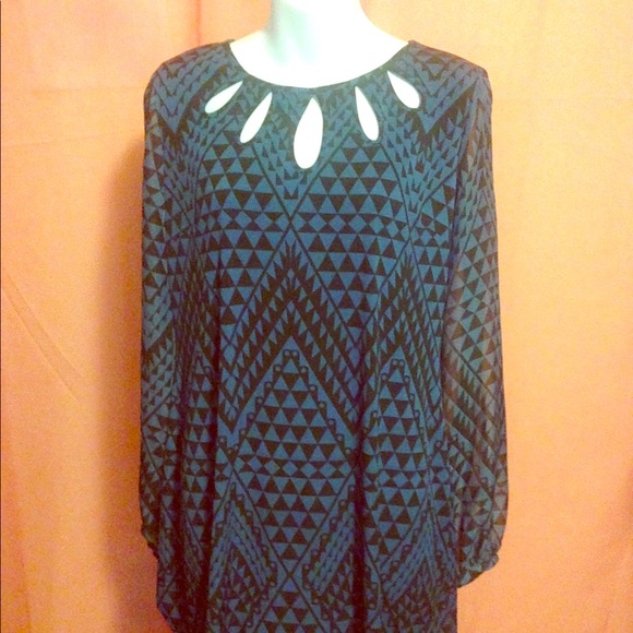 Geometric print l/s dress - Picture 1 of 2
